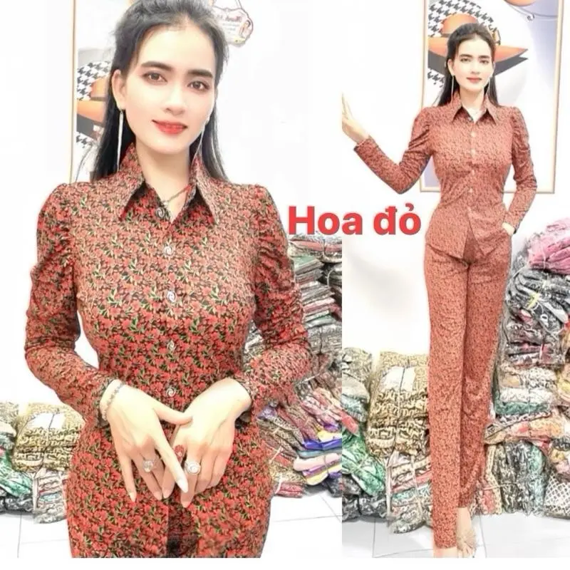 Sét bộ sơ mi tay dài vải thun aty .co giãn mịn mát thấm hút mồ hôi không xù không nhăn.phù hợp cho tất cả chị em từ 47-78kg 5