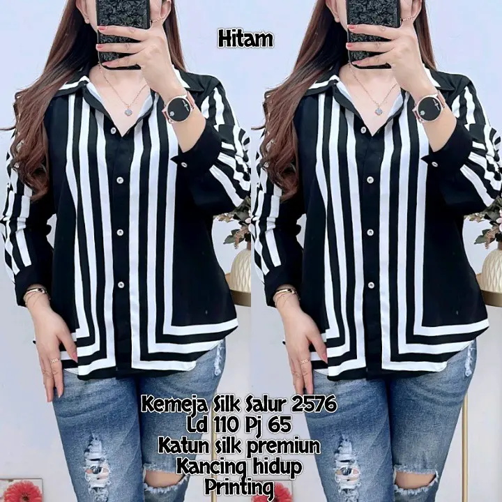 2576 KEMEJA SILK SALUR PUTIH/KEMEJA LD 110/KEMEJA WANITA KEKINIAN