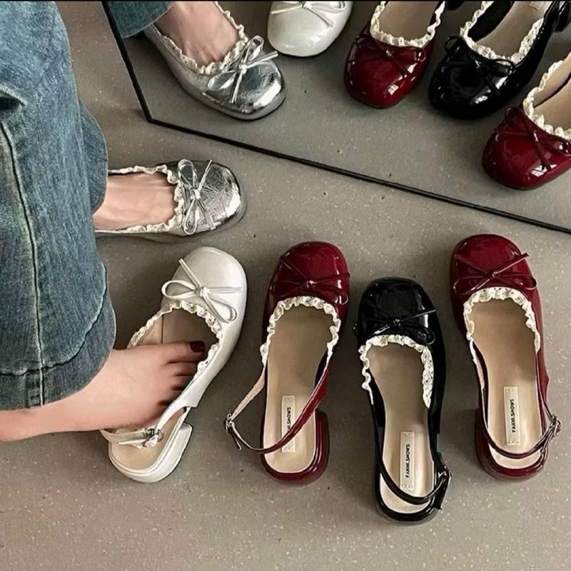 Chân thon lùi 1 size Giày Cao Gót 5P Đính Nơ Phối Viền Ren Chất Da Bóng Mềm Dễ Vệ Sinh Bền Đẹp Phù Hợp Đi Học Đi Làm Dự Tiệc Dạo Phố Hay Hẹn Hò N169