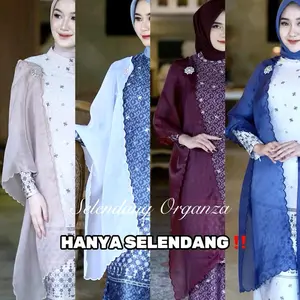 selendang organza bordir manual / selendang baju melayu Syal