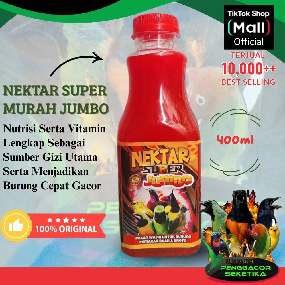Nektar Super Jumbo 400ml ukuran besar Pakan Burung sogon kolibri pleci Penggacor Seketika