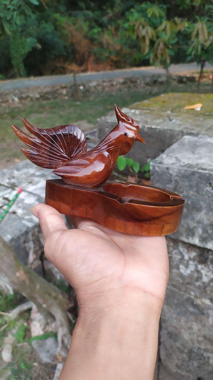 asbak burung kicau, asbak kayu jati, asbak estetik