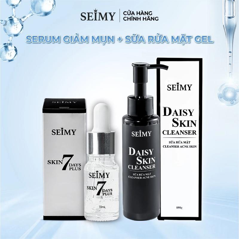 Combo Serum Hỗ Trợ Da Mụn Thâm SEIMY - Skin 7 Days Plus Kèm Sữa Rửa Mặt Daisy Skin Cleanser Skincare