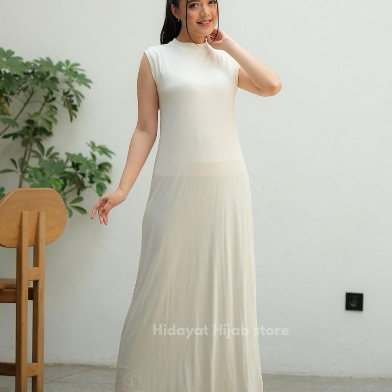 Manset Dress Buntung Kaos/Gamis Tanpa Lengan Kaos Rayon Baju Fit Panjang Melar Standar 2