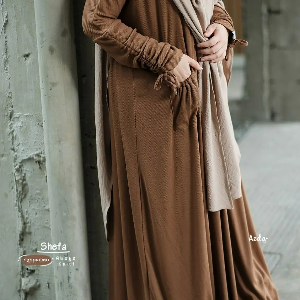 Shefa abaya knit by Azda Indonesia | Abaya rib knit premium batwing oversize abaya sporty Gamis