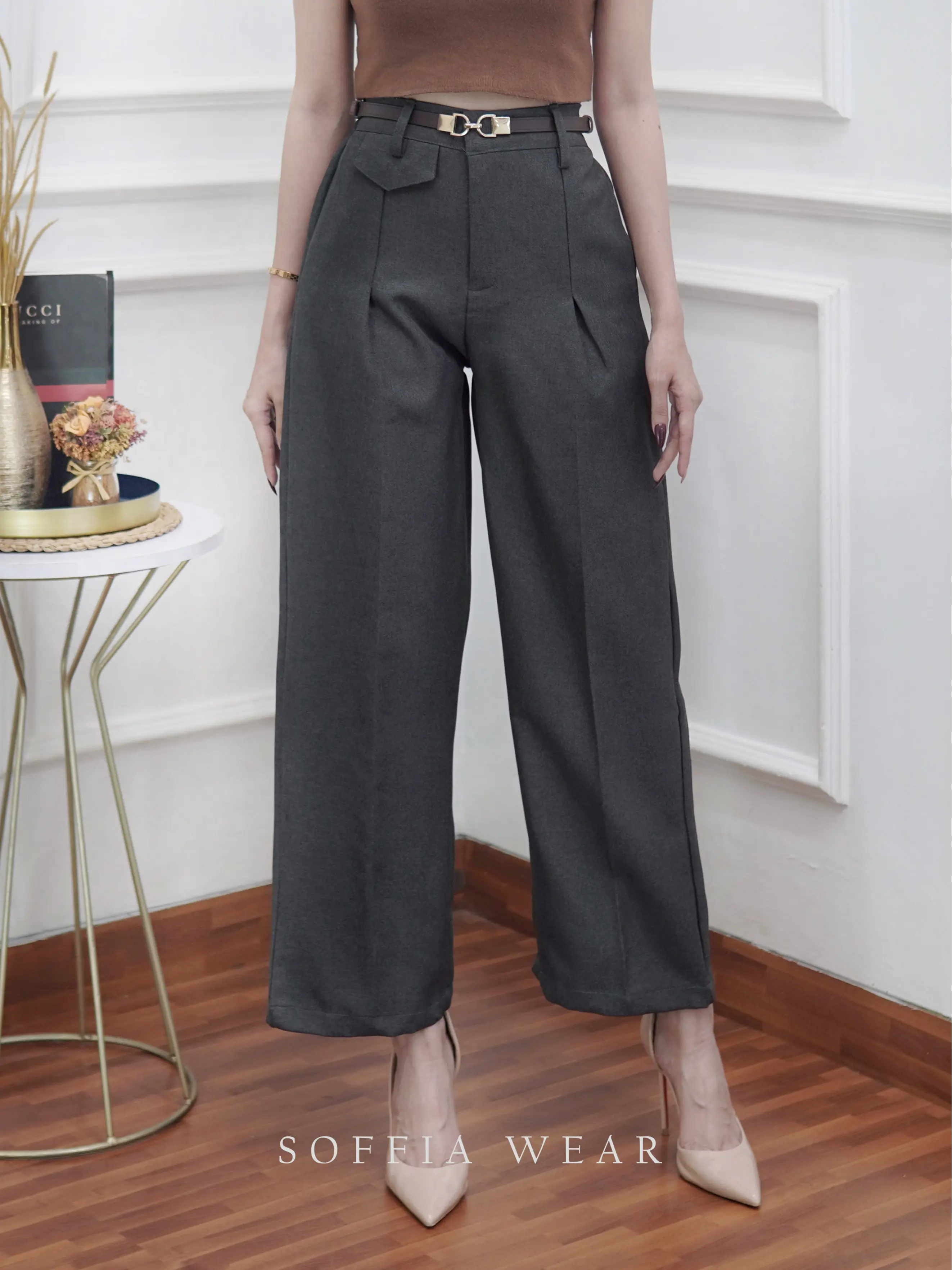 ORO PANTS - Celana Kulot Wanita Anti Kusut Hightwaist Loose Pants Trousers Panjang Karet