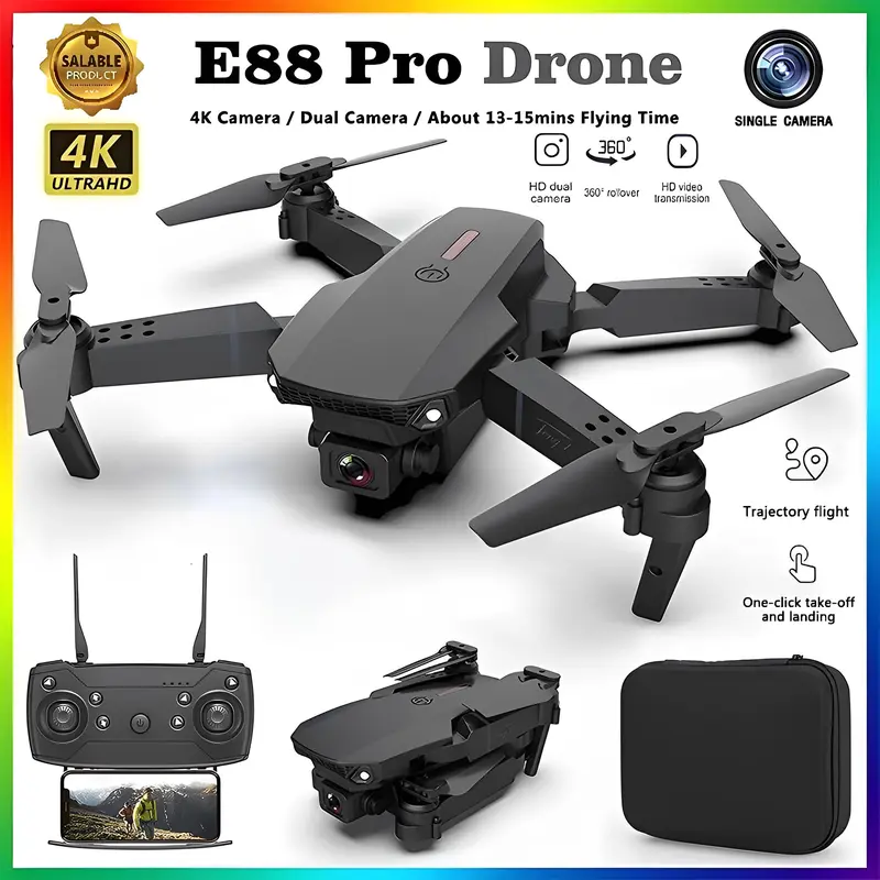 4K Drone E88 Pro Shot Camera Quadcopter Shoot Murah Original Indoor Outdoor Drone Pro Mini RC 4K HD Camera -D2 Kamera Wifi Accessories 0