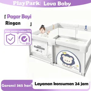 [Ready] Pagar Bayi Bermain Mandi Bola Anak  free gift Pembatas Kasur Pagar Bayi Pagar Mainan Anak Playground Anak  Pagar Bayi pagar mainan bayi baby  Ruang Besar Untuk Berbalik Pagar Mainan abu-abu teran120*180 lateks gratis playpen Biru Anak-Anak