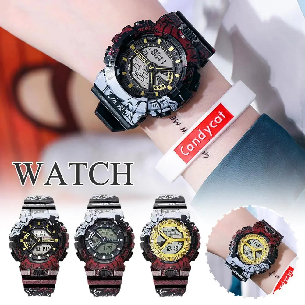 1pcs PVC Flash LED Light Watches Anime Electronic Watch Fashion Sports Watch For Student Waterproof