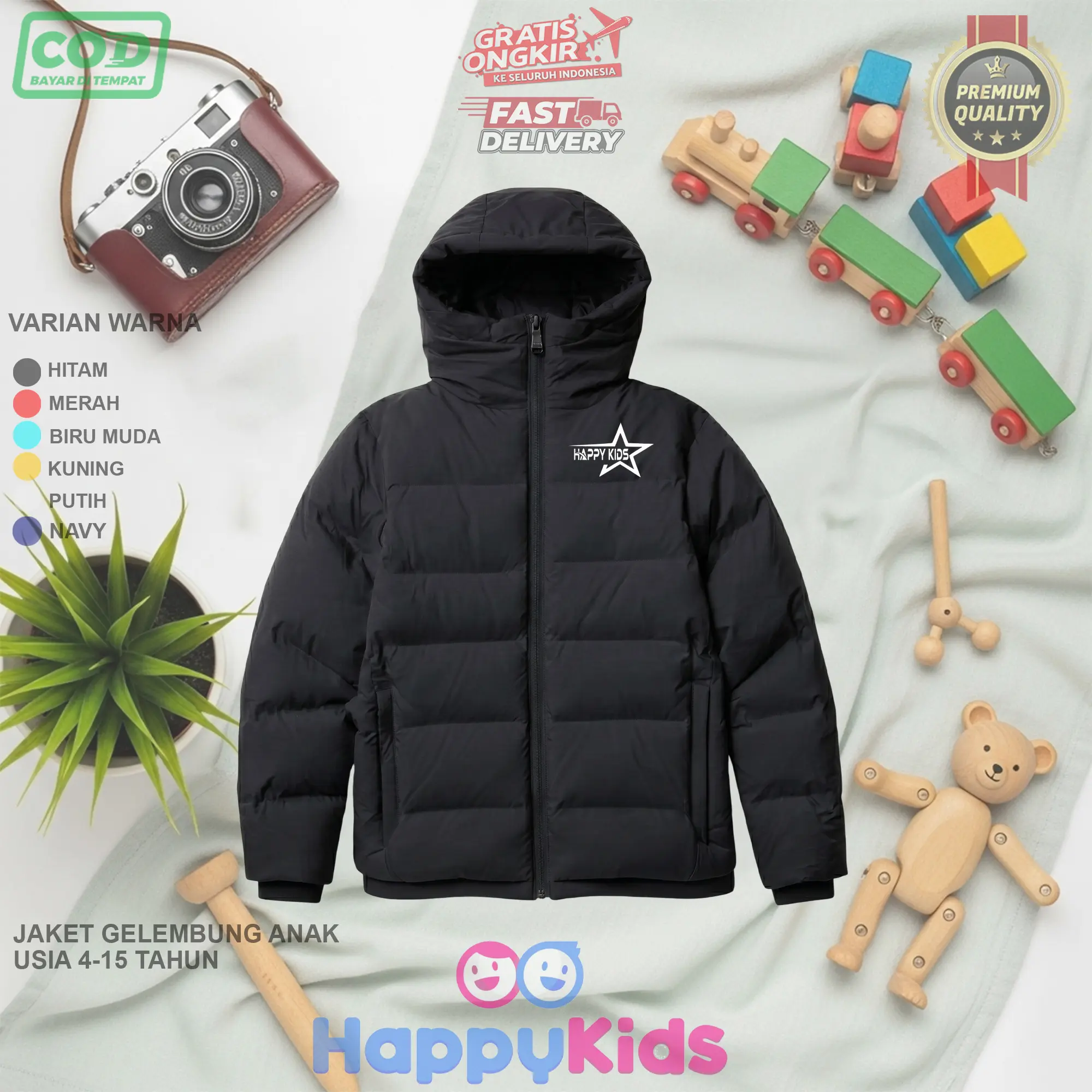 Jaket Gelembung Anak Happy Kids Puffer Gembung Star Outdoor Gunung Anti Air Anti Angin Waterproof Windproof START KIDS Sampai 15 Tahun