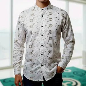 ASB-Busana Muslim Baju Pria Dewasa Koko Premium Kemko Brokat Full Bordir Kemeja Putih Atasan Lengan Panjang Terbaru Terlaris