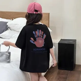 MMX STORE |T5141| Korea Kaus Musim Panas Anak-anak Lucu Kaus Katun Trendi Katun Cetak Kartun Longgar Kasual Leher Bulat Hitam dan Putih Lengan Pendek Anak-anak untuk Anak Laki-laki dan Perempuan 4