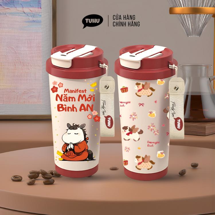 Ly giữ nhiệt khắc tên COFFEE 530ml cốc nước giữ nhiệt nóng lạnh inox 316 cao cấp có quai xách tiện lợi – TUHUHOUSE