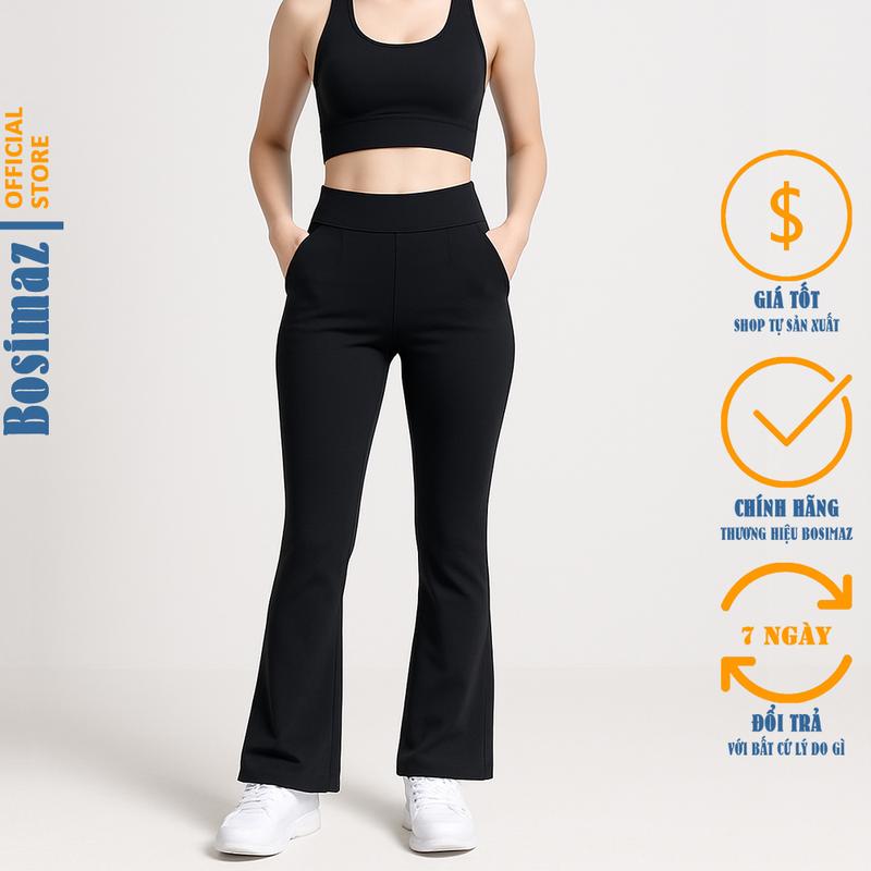 Quần Legging Ống Loe Cạp Cao Bosimaz MS721 dài túi trước cao cấp, thun co giãn 4 chiều, vải đẹp dày.