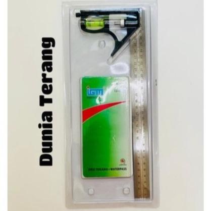 SIKU TUKANG WATERPASS IGM 12in - Grafir Penggaris Siku Waterpas L 12 inci Mistar Siku Kombinasi Siku Bangunan 30 cm Siku Waterpass Multiguna IGM IS-019 0