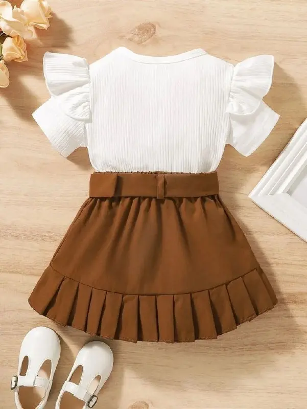 setelan anak perempuan korean style - dress anak usia 1-5 tahun kaos rib putih 1