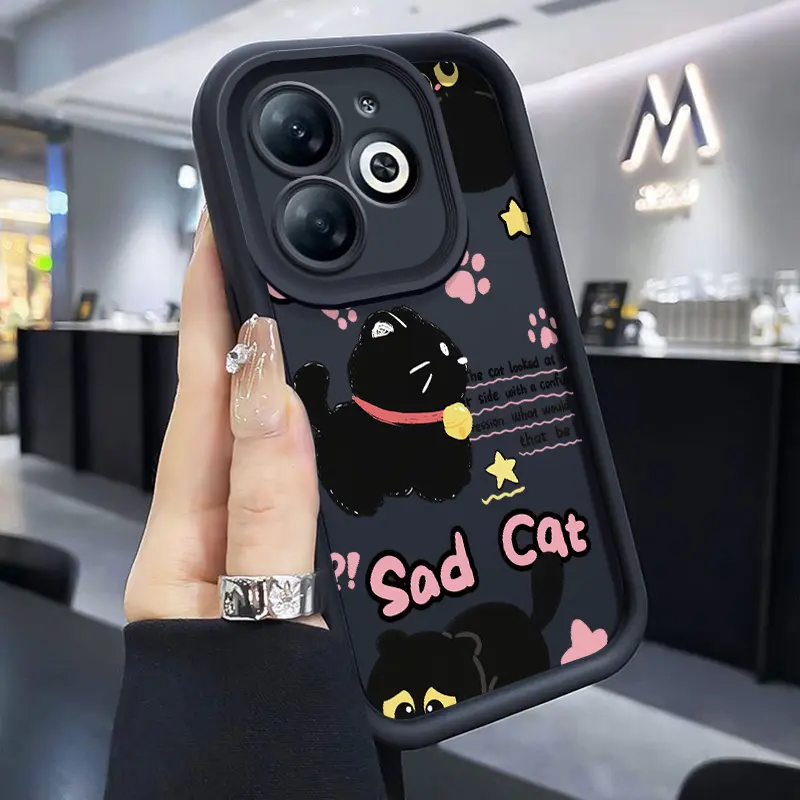 Casing Hp Untuk Infinix Smart 8 Smart 8 HD Smart 8 Plus Smart 8 Pro Tecno Pop 8 Spark Go 2024 Spark 20 Case Pola Kucing Lucu Kasing Silikon lembut Cesing pelindung lensa Casing ponsel Anti guncangan Kesing Softcase