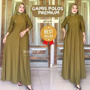 Gamis Polos Jersey Premium Terbaru  ada 39 warna pilihan abu army Cantik Hitam Navy Putih Muslim Tangan Panjang Biru Coklat SEO