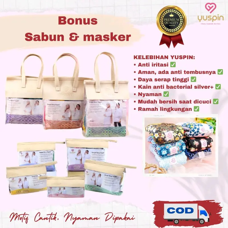 Yuspin PAKET Pembalut Kain Anti Bacterial Silver+ | Menspad Kain Wanita | Pembalut Cuci Ulang Anti Iritasi | Pembalut Sehat | Softex Bebas Klorin 0