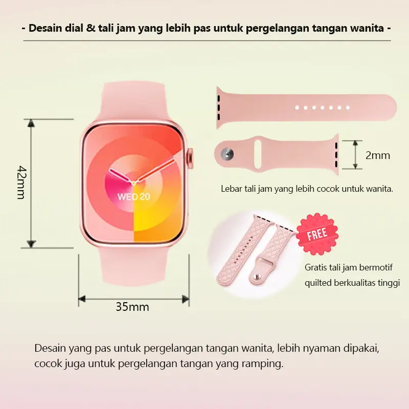 Buds Smartwatch T10 Mini untuk Wanita – Jam Tangan Pintar Elegan Berkualitas Tinggi | Hadiah Romantis untuk Pacar | Layar HD Besar | Pemantauan Detak Jantung | Tahan Air | Bluetooth | Tali Gratis | Cocok untuk Olahraga & Fashion | Bergaransi Resmi 5