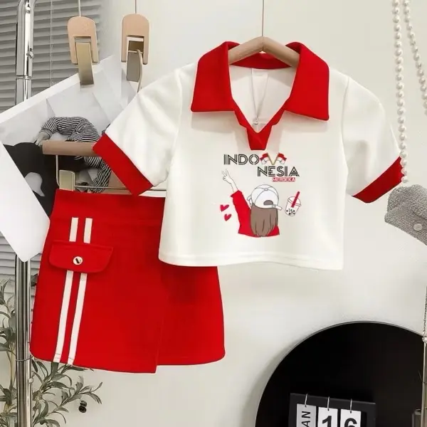 Setelan Merah Putih Kemerdekaan Fashion Kids Anak Perempuan Trendy