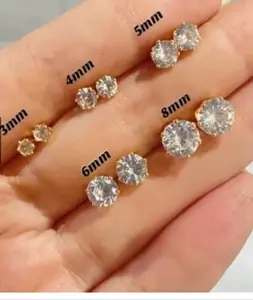 anting tusuk mata satu titanium gold perhiasan wanita cantik anti karat cod