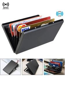 Cartera antirrobo con tarjetero para hombres y mujeres, de metal, ultrafina, bifold, tipo billetera, opción ideal como regalo de negocios para hombre