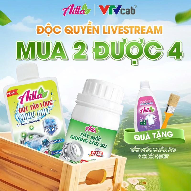 Tặng Tẩy Mốc Quần Áo Combo 01 Bột Tẩy Lồng Máy Giặt Ailla 300Gr & 01 Tẩy Mốc Gioăng Cao Su AIlla 100Gr Dạng Bột