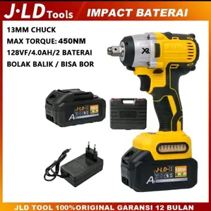 JLD II - Impact Wrench Torsi 450NM Pembuka Baut Ban Mobil Ban Motor Baut CVT Bisa COD Bisa Bolak Balik 2baterai 128VF Bisa COD