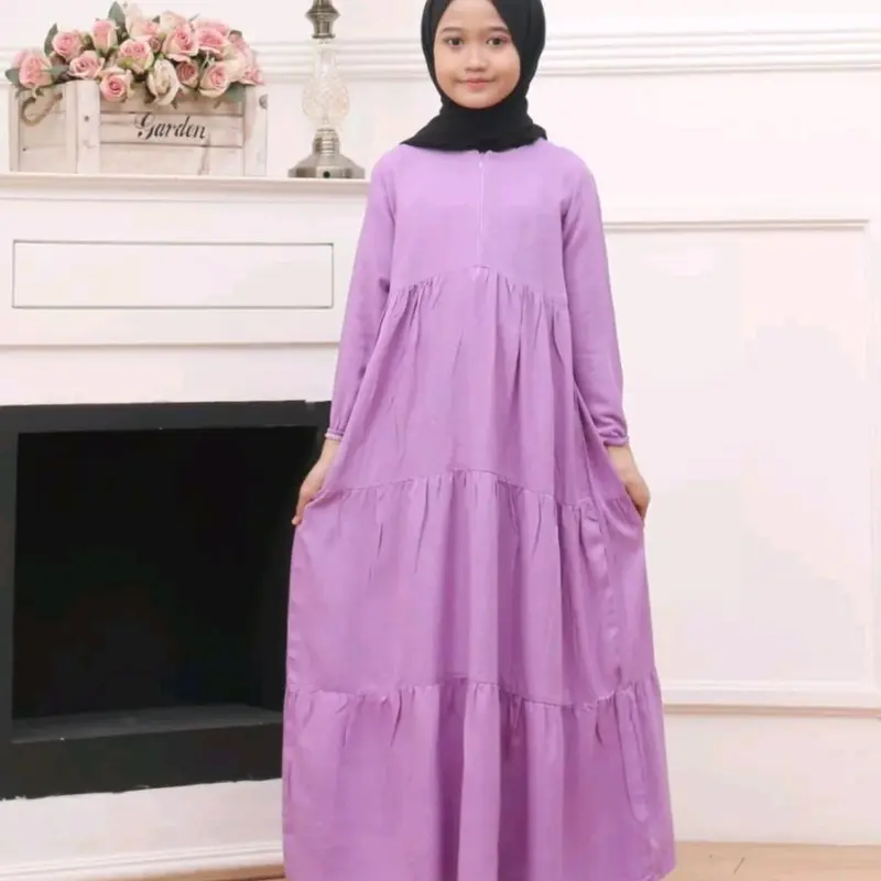 gamis anak susun zilla dres bahan crinkle reseleting ukuran 3-12 tahun  Fashion tren masakini Muslim 2