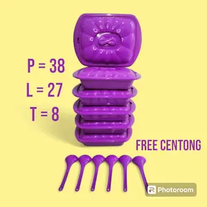 PRASMANAN JUMBO KOTAK / SEGI FREE CENTONG Makan set peralatan makan Kitchenware piring saji 1 set dengan tutup Plastik