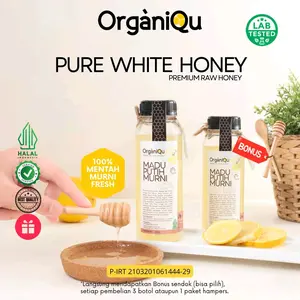 OrgàniQu Premium Raw White Honey Madu Putih Mentah Murni untuk Kesehatan Hormon dan Membantu Kecerdasan