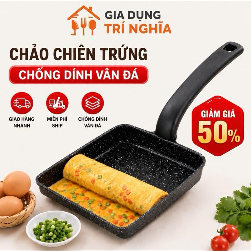 Chảo Vuông Chiên Trứng Cuộn Vân Đá Siêu Tiện Lợi 35cm x 19cm x 15cm,(Dùng Được Bếp Từ)