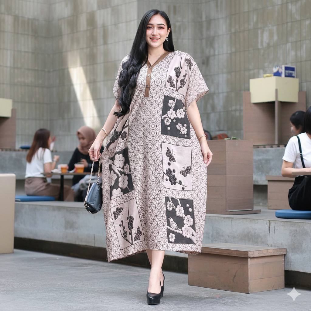 Daster Yuriko Dress Baju Wanita Santai Kancing Depan Busui Ld 130cm Pb 115cm Bahan Rayon Adem Bumil Pendek Panjang Tidur Motif Elegan Ibu Nyaman Menyusui
