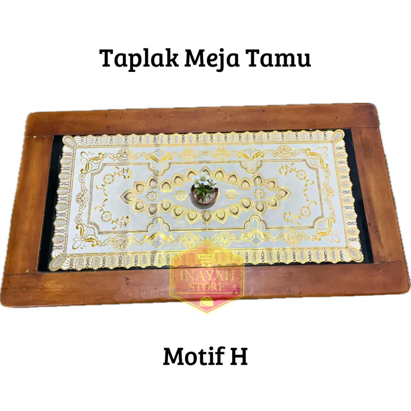 Taplak Meja Tamu Motif Emas ukuran 43 cm x 80 cm Tahan air Tahan minyak Modern Square Taplak Meja Bunga 8