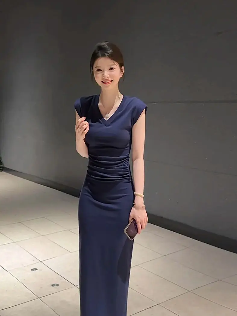 Women's Short Sleeve V Neck Bodycon Maxi Dress 3280 (S/M/L/XL