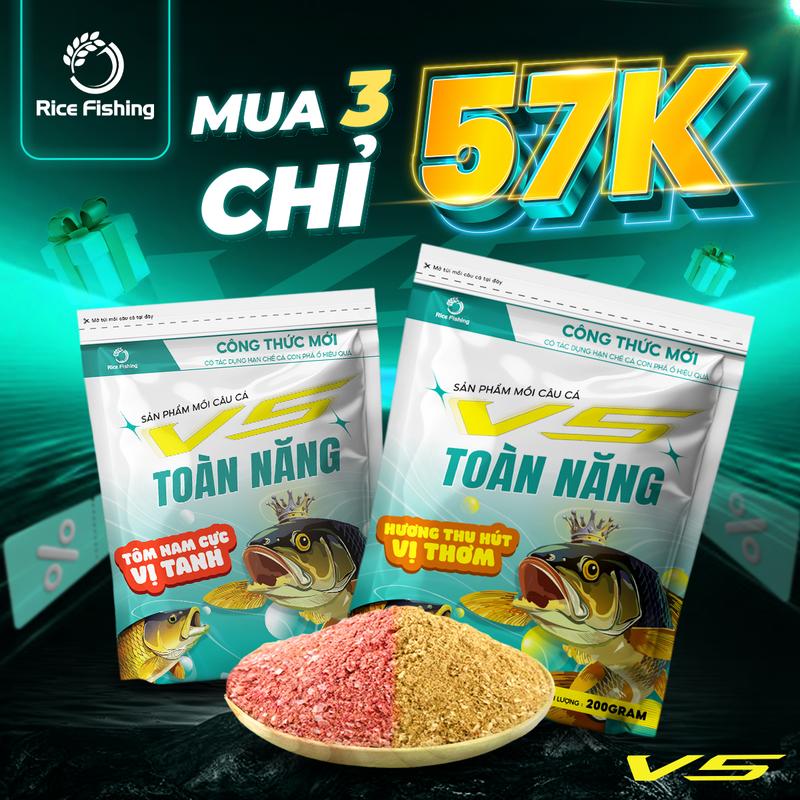 Mồi Câu Cá V5 Toàn Năng Rice Fishing Vị Tanh Vị Thơm Câu Cá Chép, Cá Rô, Cá Trôi 200g MT-16