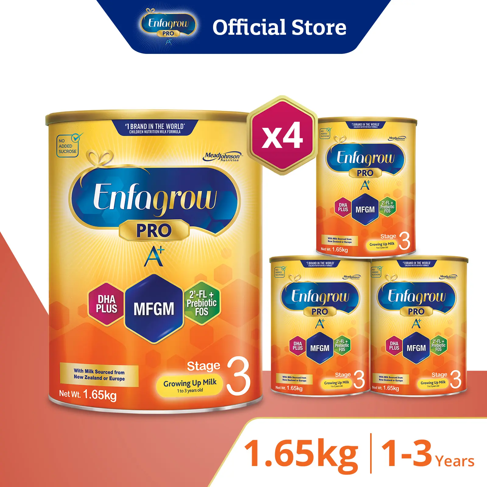 [4 Tins] Enfagrow Pro A+ Stage 3, 1.65kg