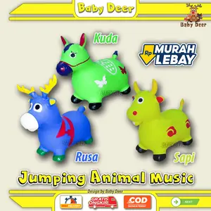 Et01 Mainan Jumping Karet Anak Bentuk Hewan Music Lucu Jumbo Besar Hadiah Kado Ulang Tahun New Terbaru Animal Kudaan Musik Viral Murah COD Baby Deer