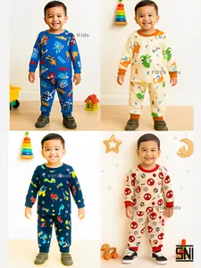 FOYA Kids - Setelan Baju Tidur Lengan panjang Anak Laki-Laki Usia 0 - 6 Tahun/Setelan Premium Anak Printing Motif Spider/Dino/Animal/hero/Sonic