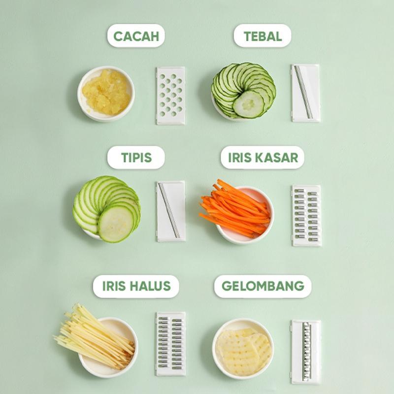 Manual Sayur Dan Buah Vegetable Cutter5 IN 1 Multifungsi Premium Vegetable CutterSlicer Stainless Steel Kitchenware