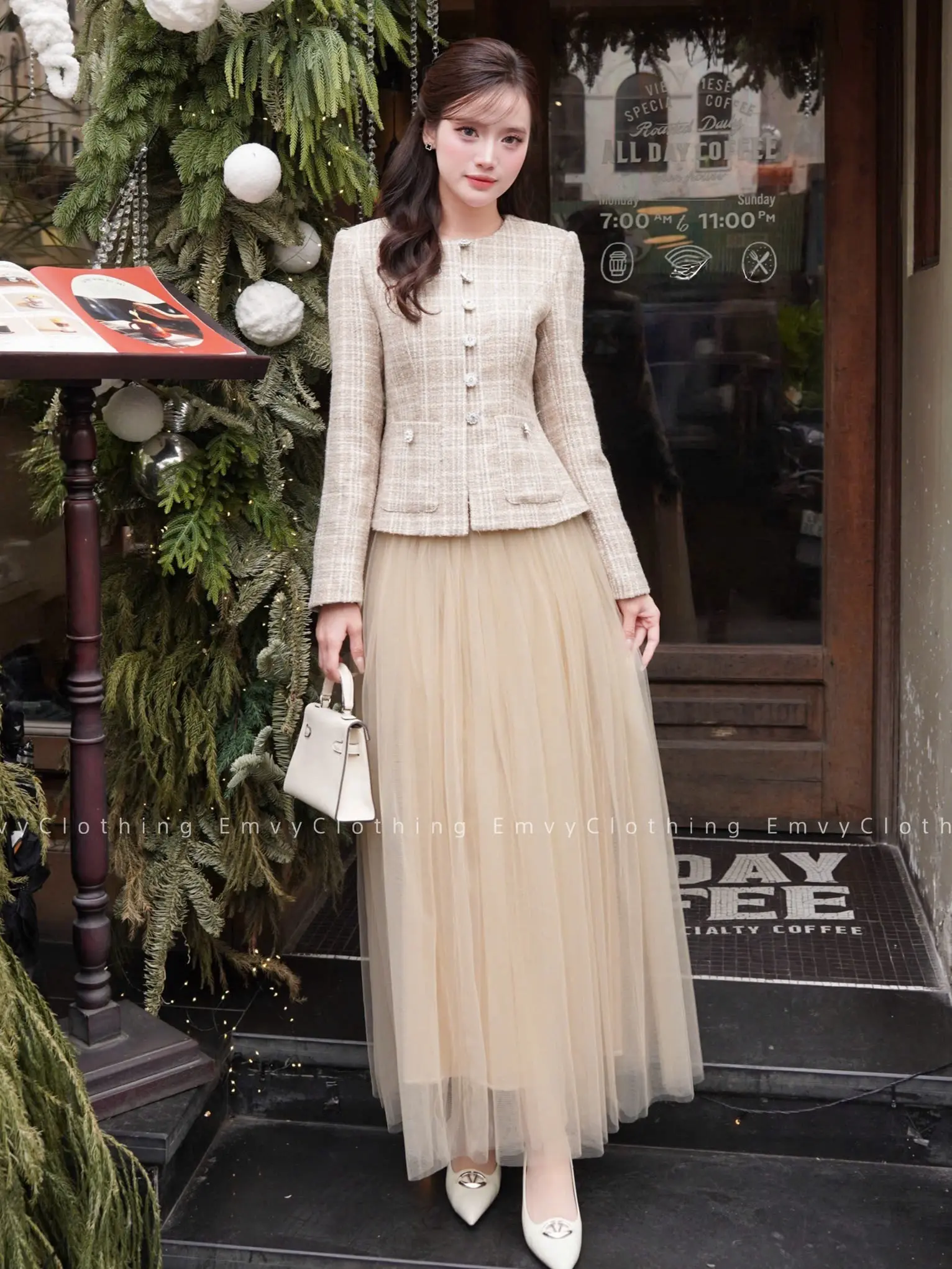 EV98-Emvy Clothing (Áo lẻ + Chân váy lẻ) Áo Dạ & Váy lưới mềmThanh Lịch Dịu Dàng Thiết Kế Tinh Tế Nữ Tính Phù Hợp Dịp Tinh Tế