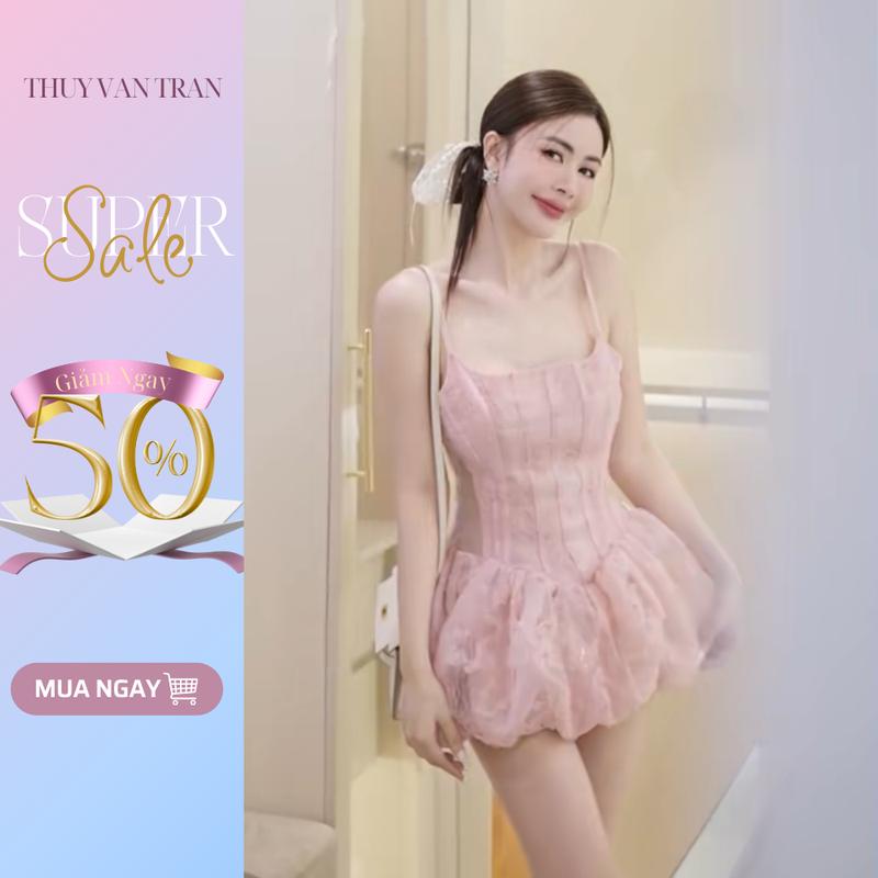 ÁO 2 dây ren chân bí bồng xoè THUYVANTRAN