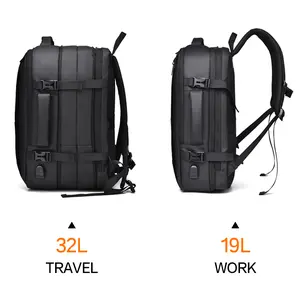 Freeknight Tas Ransel Traveling Tas Punggung Kapasitas Besar Backpack Hitam Dengan Expandable USB Port Multi Fungsi Waterproof For Working TR748