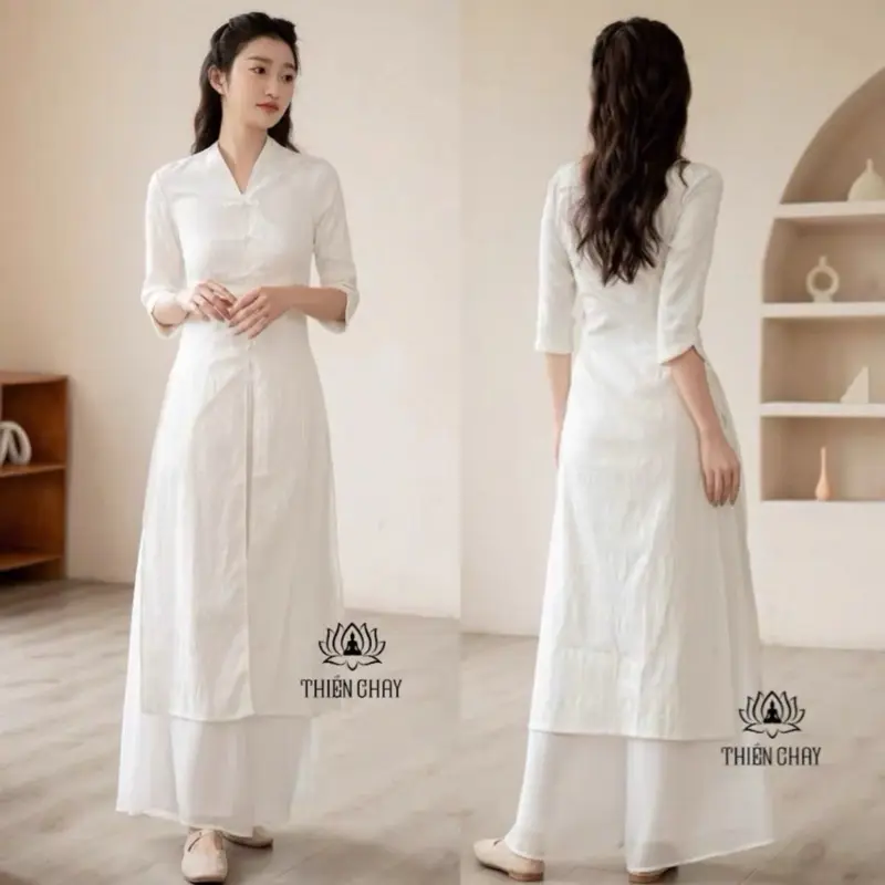 [Thiền Trà] Ban Mai Bộ Nữ Dài Truyền Thống – Bộ Đồ Thiền Mặc Đi Chùa, Vải Mát, Thanh Lịch