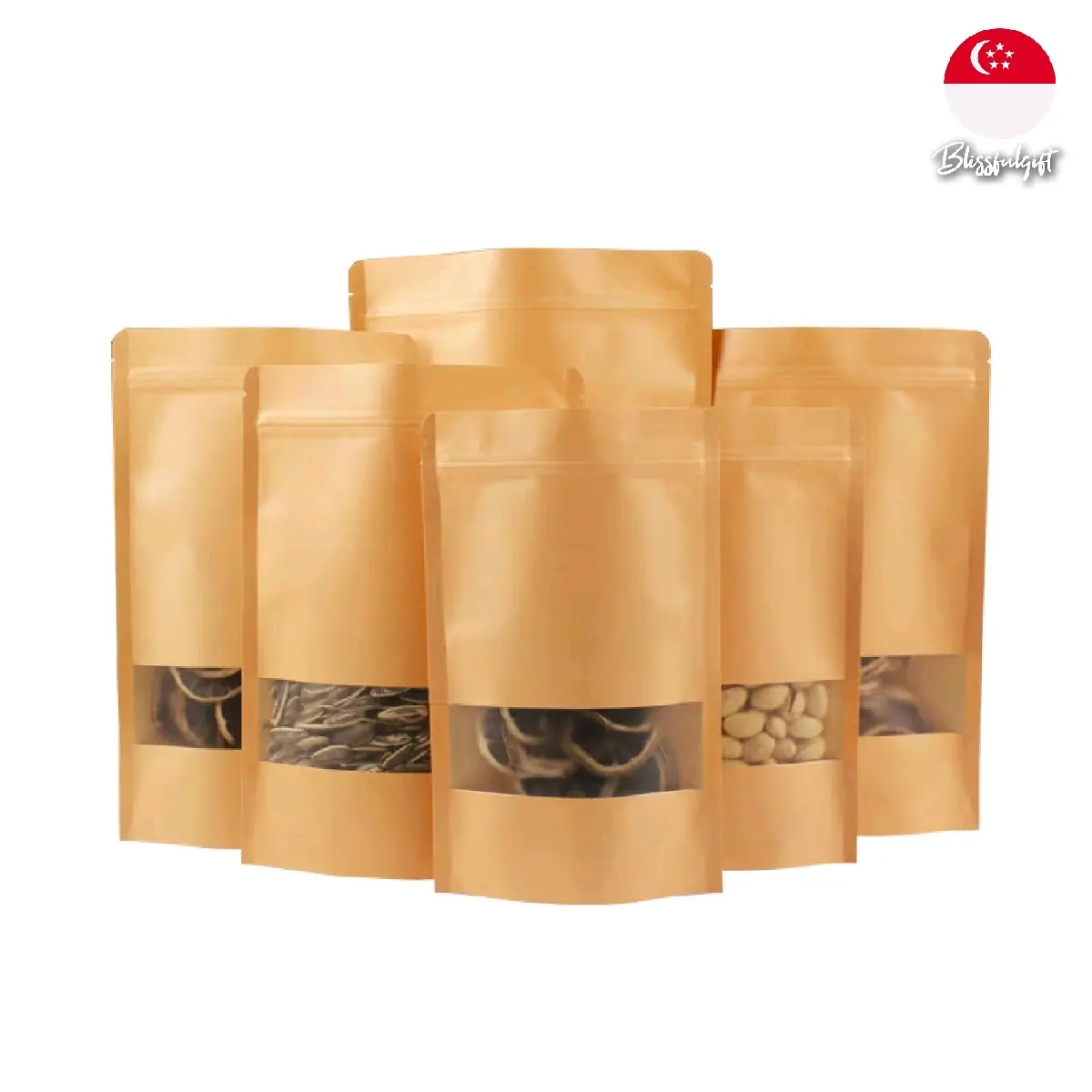 Resealable Ziplock Kraft Cookies Bag Packaging Pouch Frost Window Waterproof