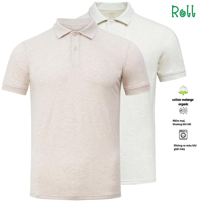 Áo polo nam Roll vải Cotton melange organic xuất xịn màu kem mềm mại, lành tính, bền màu không bai xù form chuẩn dễ mặc, trẻ trung Menswear Ngắn Tay Có Cổ Shirt Cộc Tay Tay Ngắn