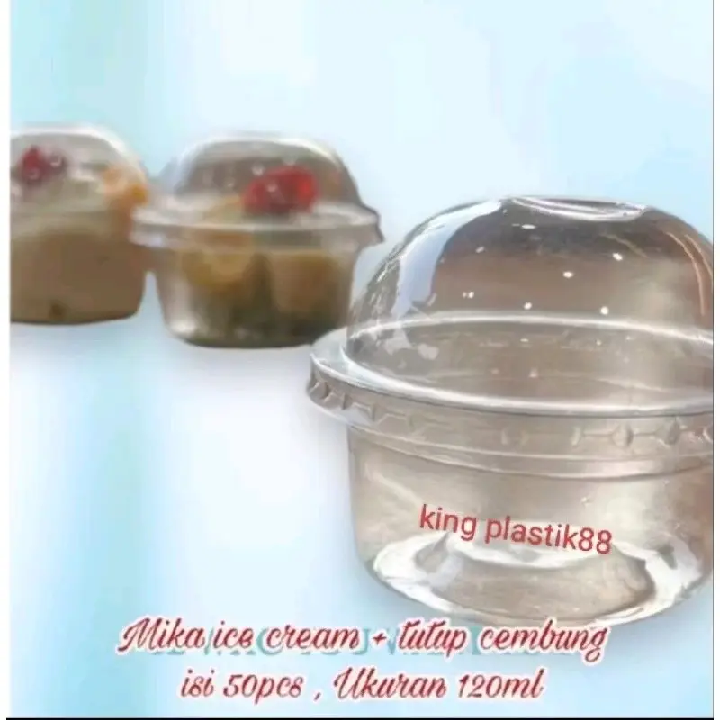Isi 50pcs Mika Ice Cream / Mika Mochi / Mika Puding / Mika Jelly + Tutup 120ml