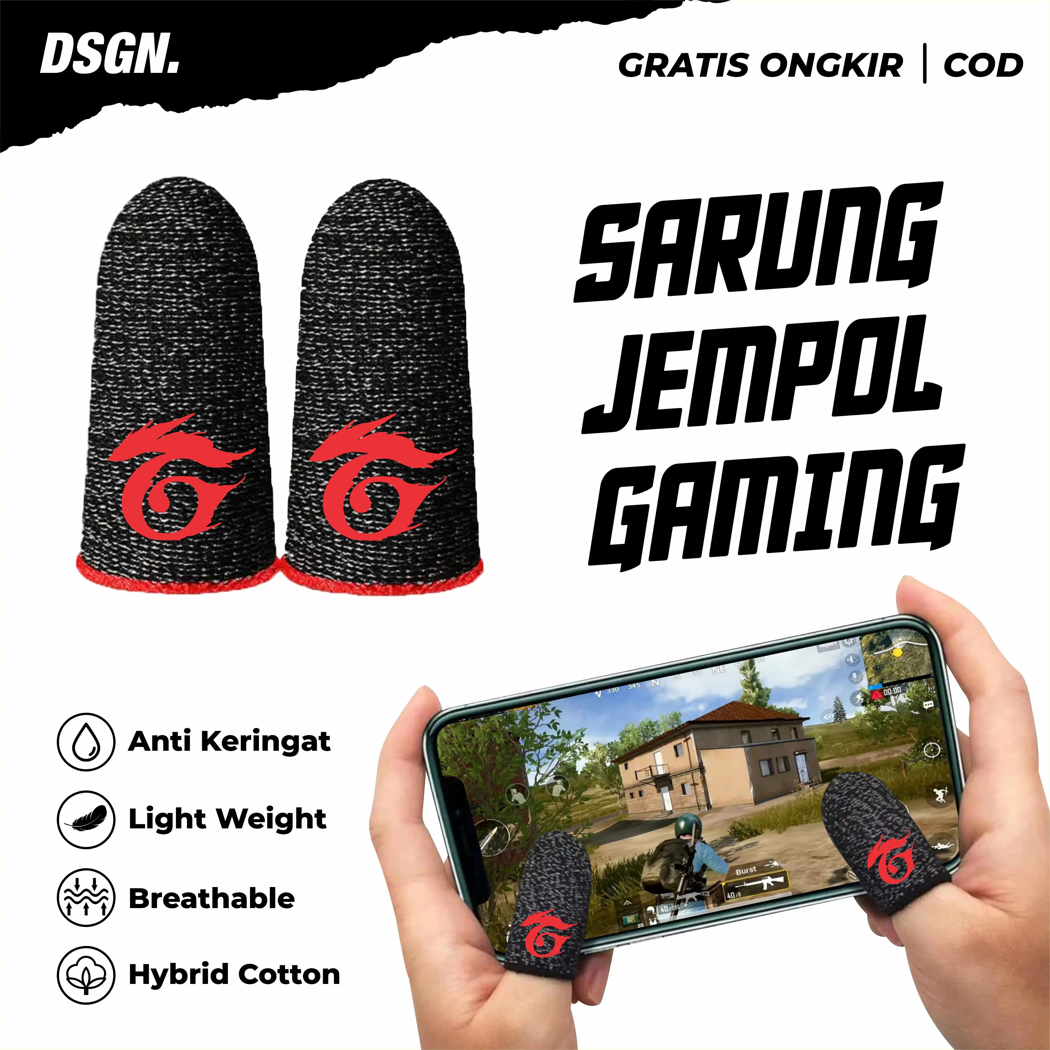 COD SEPASANG SARUNG JEMPOL FF ML PUBG GAMING PREMIUM ANTI KERINGAT Accessories