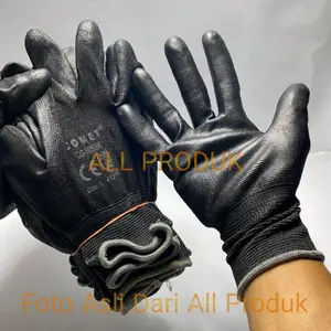 GROSIR 12 PASANG/24pcs Sarung tangan safety kerja berkendara COMET HITAM PALM FIT PU GLOVE anti slip
